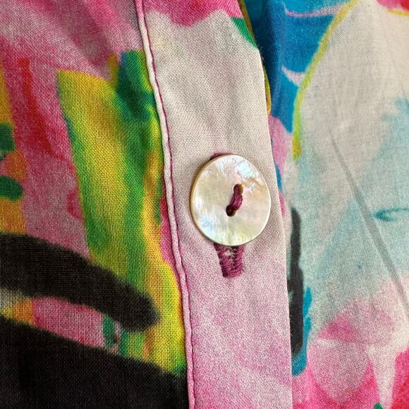 SOFT SURROUNDINGS Breezy Bloom Floral 100% Cotton Button Up Shirt Sz S - Picture 5 of 9